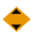 Image of a yellow triangle with black tips on the top and bottom point.