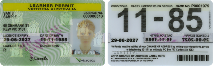 Learner permit card front and back image