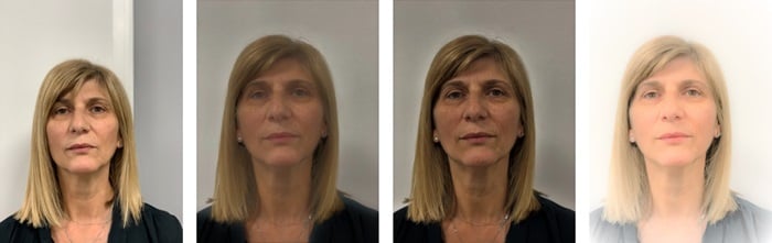 Examples of unsuitable backgrounds for licence photos.
