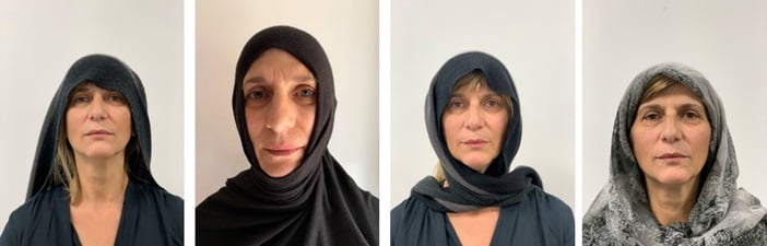 Examples of unsuitable head covering photos