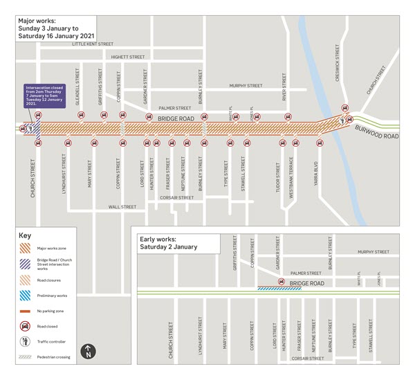 Bridge Road works - major works Sunday 3 January to 16 January 2021