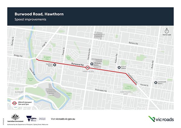 Burwood Road and Camberwell Road safety improvements Hawthorn map