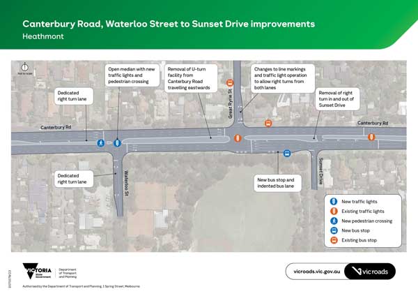 Canterbury Road Waterloo Street Sunset Dive Upgrade Map
