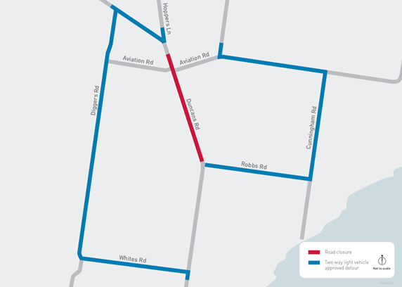 Duncans Road resurfacing Stage 2 detour map