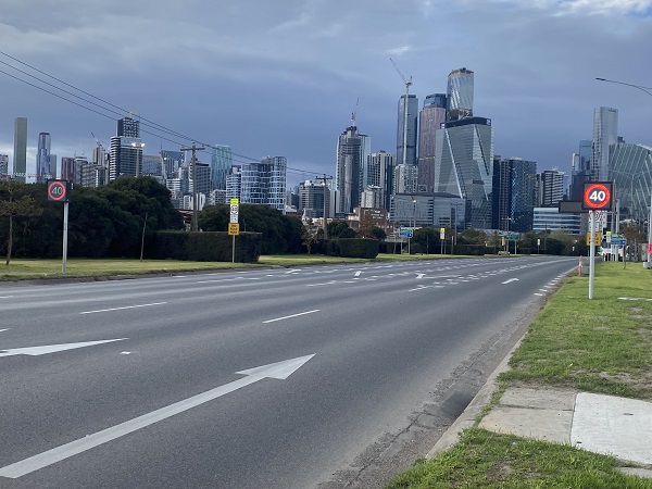 Electronic Speed Limit Signs on Footscray Road in Docklands