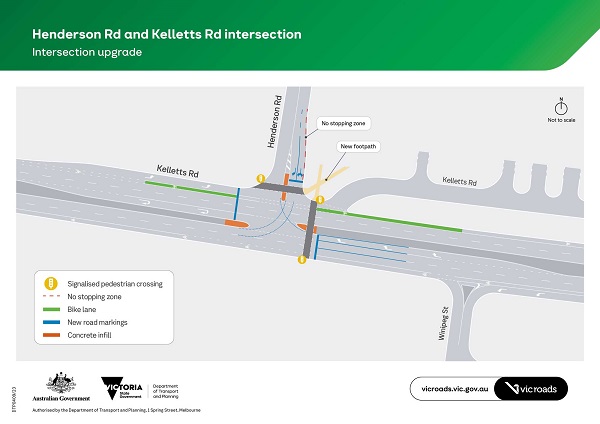 Image of the Henderson Road and Kelletts Road intersection upgrade