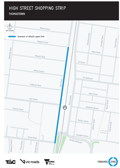 High Street Thomastown shopping strip speed change area