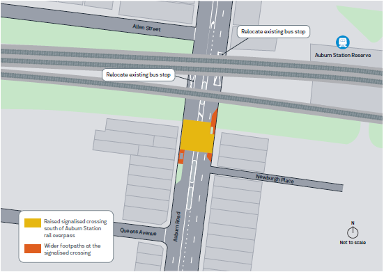Auburn Road pedestrian improvement map