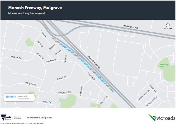 Monash Freeway noise wall replacement map