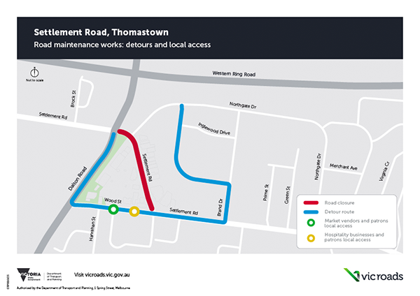 Settlement Road Maintenance Detour Map