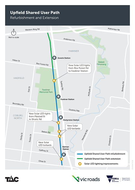 Upfield Shared User Path refurbishment and extension map