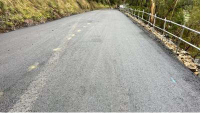Asphalting works underway at the landslip site