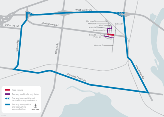 Site 3: Blackshaws Road, between Kernot Street and Johnston Street 