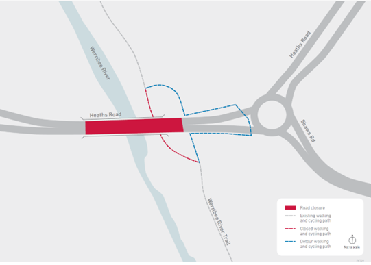 Heaths Road footpath detour map