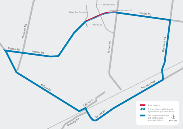Stage 4 between River Run Drive and Tarneit Road detour route
