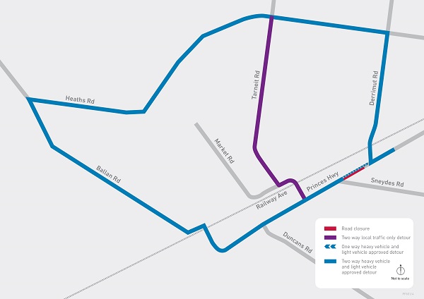 Werribee Main Road Site 4 Detour map