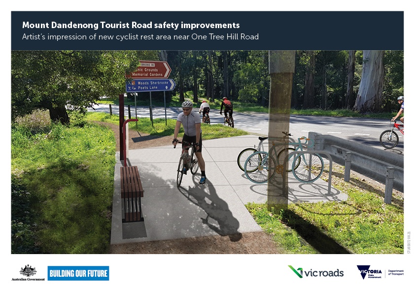 Artist’s impression of the cyclist rest area at One Tree Hill Road