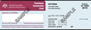 Sample Pensioner Concession Card