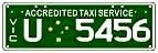 Urban taxi number plate