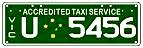 Urban taxi number plate