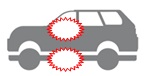 A vehicle with both chassis and body damage.