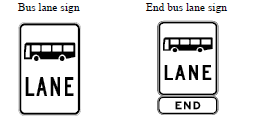 Bus land and bus lane end signs