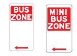 Bus zone and minibus zone signs