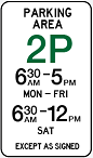 2 hour parking sign
