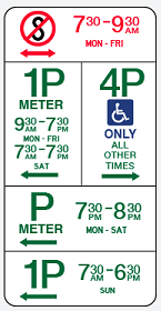 Image of a parking restrictions sign