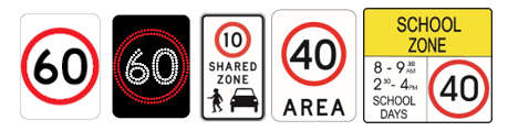 Images of 60 and 40 km/h speed signs