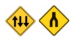 Changing road layout signs