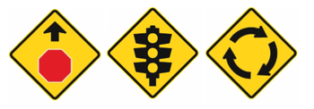 Intersection control warning signs