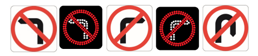 No left turn right or u turn signs