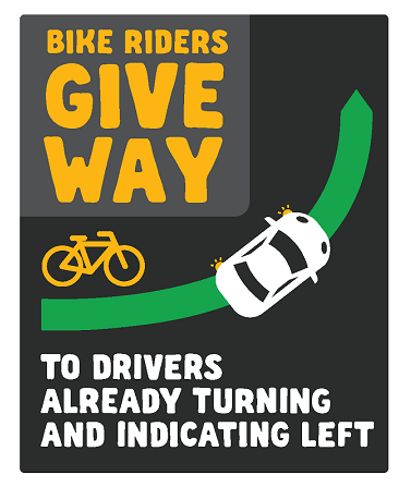 Bike riders giving way at intersection