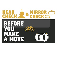 Drivers check mirrors and head check before changing lane or merging to turn left