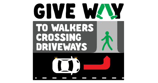 cycling rule - give way to wlakers crossing driveways