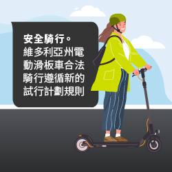 安全騎行。維多利亞州電動滑板車合法騎行遵循新的試行計劃規則
