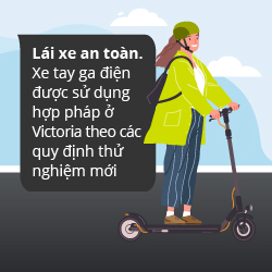 Lái xe an toàn. Xe tay ga điện tử hợp pháp ở Victoria theo các quy định thử nghiệm mới