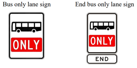 Bus only lane signs