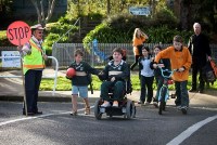 Children crossing road at school crossing