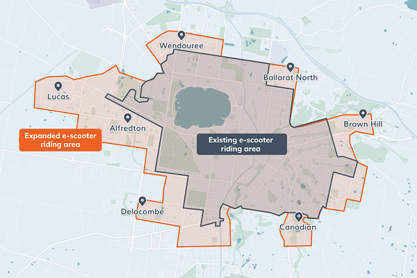 Ballarat Centre e scooter map routes