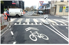 Image of a shared path at an intersection