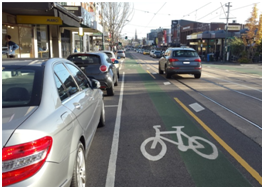 Image of an on road bicycle lane