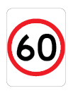 advdisory road sign alerting driver is entering a 60km\h zone 