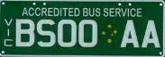 Sample image of a VicRoads BS bus number plate, used for buses in Victoria, Australia.