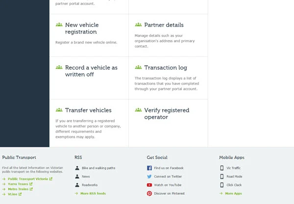 Example image showing the verification process for registered operators in the VicRoads portal.