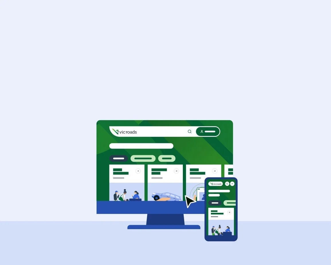 Illustration of the VicRoads website. Find out how to book a VicRoads appointment online.