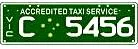 Sample image of a VicRoads Taxi C number plate, used for taxis in Victoria, Australia.