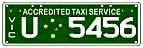 Sample image of a VicRoads Taxi U number plate, used for taxis in Victoria, Australia.