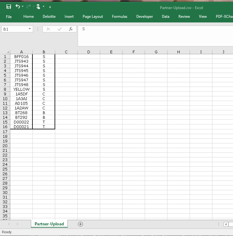 View and manage partner upload data in the VicRoads partner portal. The table includes various codes and their corresponding statuses.